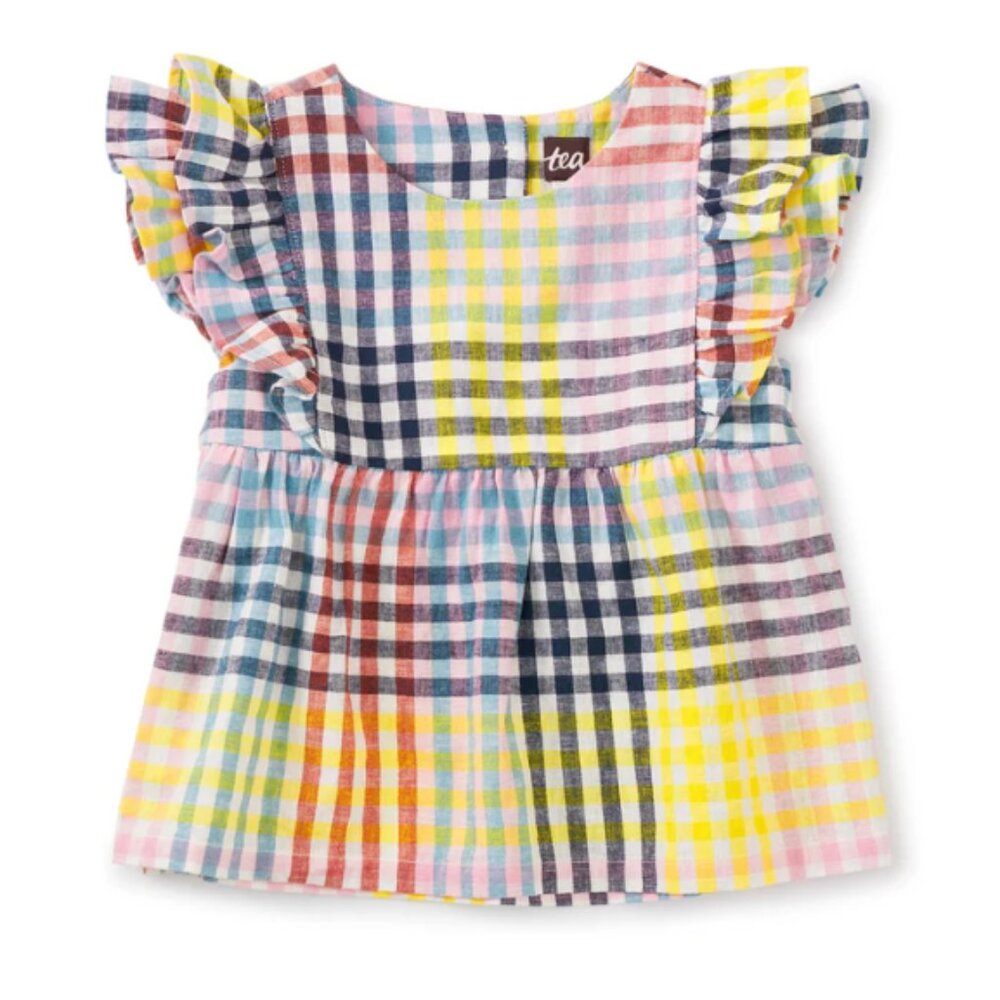 3T Tea Collection Paloma Plaid Woven Ruffle Top